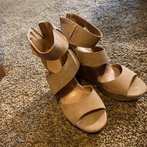 Tan wedge heels